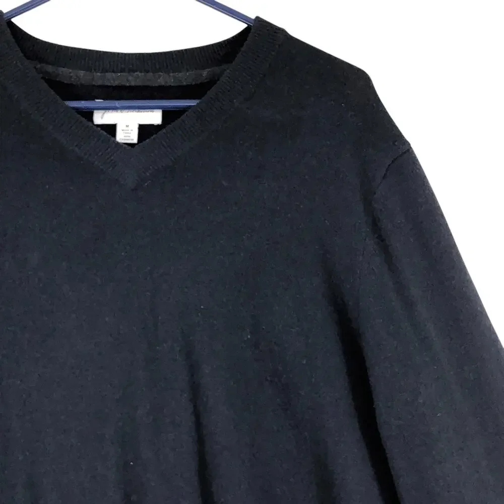 John W Nordstom Mens Size M Sweater Jumper V Neck 100% Cashmere Navy Blue